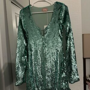 Show Me Your MuMu Matilda Green Sequin Mini Dress